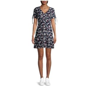 Floral Allover Print Dress, Button Front